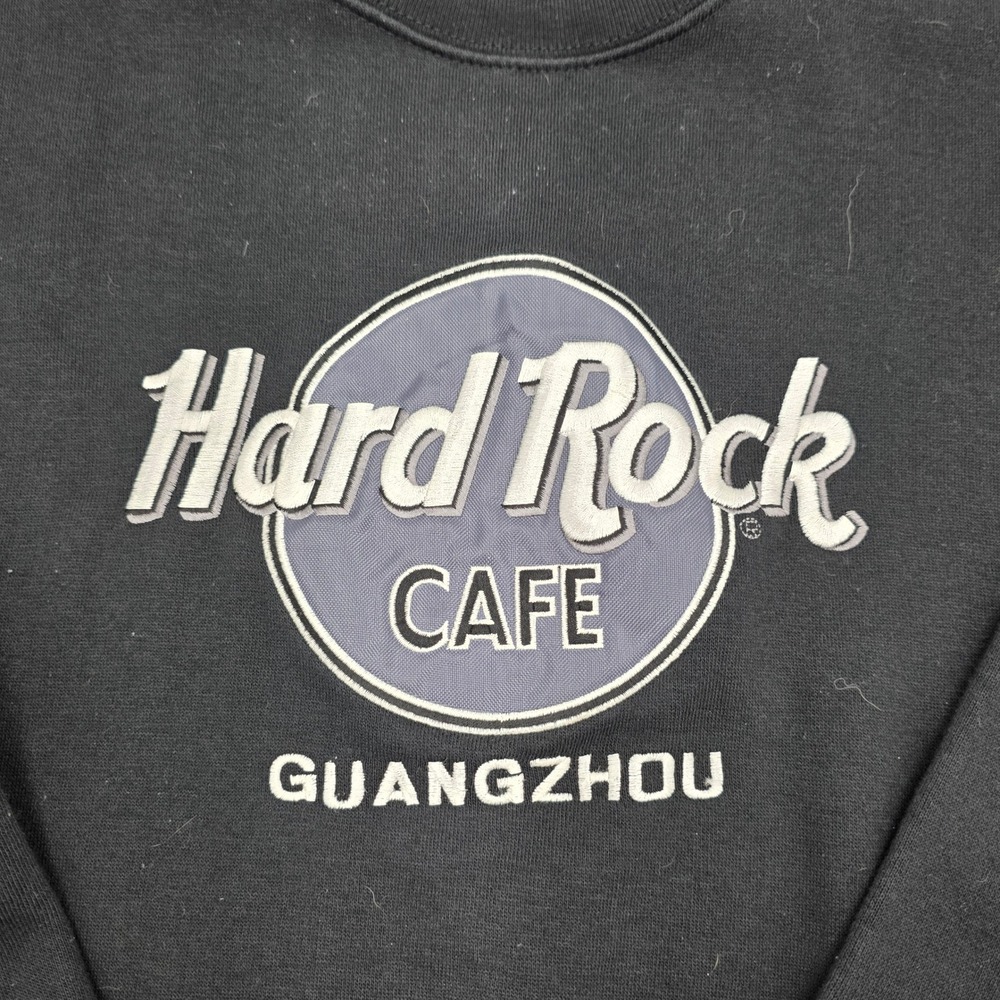 Hard Rock Cafe Guangzhou Sweatshirt Mens XL Black Vintage Cotton Crewneck - Picture 3 of 4